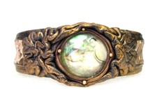 Bracelete ajustável de couro de cobra genuíno - Pedra Abalone comprar usado  Enviando para Brazil