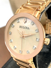 Relógio feminino Bulova 97P132 mostrador de diamante tom de ouro rosa aço inoxidável quartzo comprar usado  Enviando para Brazil