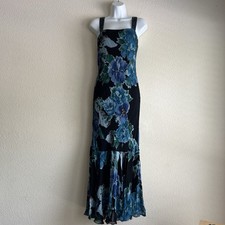 Usado, Vestido maxi vintage 90 azul Eva noite frisado floral caprichoso fada feminino 12 comprar usado  Enviando para Brazil