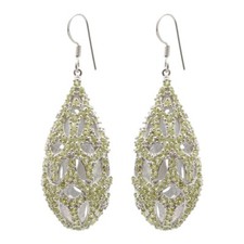 Pendientes de gancho de plata de ley con piedras preciosas de peridoto verde natural joyería segunda mano  Embacar hacia Mexico