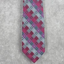 Gravata executiva masculina Van Heusen cinza rosa diamante geométrico 100% seda nova sem etiquetas comprar usado  Enviando para Brazil