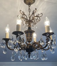 Candelabro vintage 1930’s-50’s Império Francês espanhol preto ferramenta cristal 5 braços latão comprar usado  Enviando para Brazil