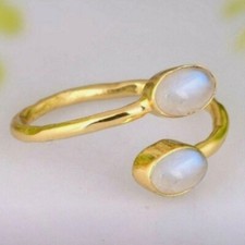 Anel de prata esterlina 925 folheado a ouro pedra preciosa pedra preciosa feito à mão presente D-295, usado comprar usado  Enviando para Brazil