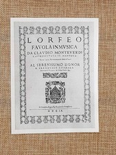 Frontespizio orfeo monteverdi usato  Villarosa