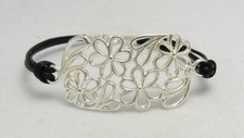 Usado, Sterling Silver Bracelet Flores Genuine Solid Hallmarked 925 Couro Natural comprar usado  Enviando para Brazil