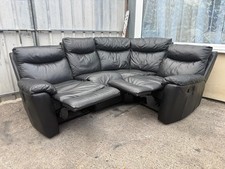 Black leather reclining for sale  BLACKPOOL