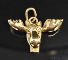 Pingente Berloque Vintage Ouro 14K MOOSE HEAD Montagem em Troféu, usado comprar usado  Enviando para Brazil