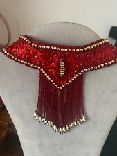 Red beaded fabric for sale  CAMBERLEY