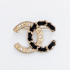 Broche de couro CHANEL B19S 2019 COCO Mark strass ouro WS13009 comprar usado  Enviando para Brazil