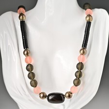 Colar vintage original de prata esterlina ônix quartzo corte concha pedra preciosa comprar usado  Enviando para Brazil