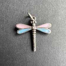 Pingente vintage de prata esterlina 925 libélula rosa e azul comprar usado  Enviando para Brazil