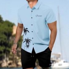 Conjunto informal de manga corta + pantalones cortos de moda para hombre segunda mano  Embacar hacia Mexico