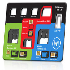Używany, Standard / Nano Sim na Micro Sim Adapter i narzędzie Eject PIN Organizer na telefon komórkowy 8w1 na sprzedaż  Wysyłka do Poland