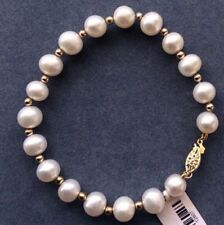 "PULSERA NATURAL DE PERLAS BLANCAS GENUINAS DEL MAR DEL SUR 8-9MM 7,5""" segunda mano  Embacar hacia Argentina