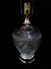 Abajur de mesa vintage prata vidro corte cristal pesado absolutamente lindo!!! comprar usado  Enviando para Brazil