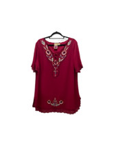 Usado, Blusa Feminina ORIGINAL ANTHONY Rosa Escuro Floral Bordada Flowy Tamanho 1X comprar usado  Enviando para Brazil