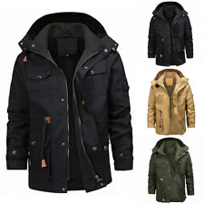 Usado, Casaco Parka Masculino Forrado de Lã com Capuz Zíper Inverno Térmico Quente Jaqueta Exército Tops comprar usado  Enviando para Brazil