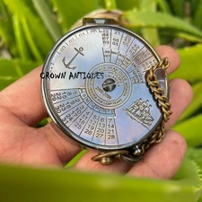 Usado, Bússola antiga de latão 100 anos calendário bolso presente bússola com estojo comprar usado  Enviando para Brazil