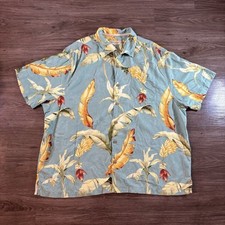 Usado, Camisa acampamento de seda Tommy Bahama 3XB verde azul banana floral palma jacquard aloha comprar usado  Enviando para Brazil