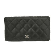 Cartera larga plegable Chanel acolchada Matelasse logotipo CC piel de cordero/3AF0084 segunda mano  Embacar hacia Argentina