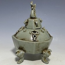 11"Old Song dinastia porcelana ru forno museu marca dragão quatro pés queima de incenso comprar usado  Enviando para Brazil