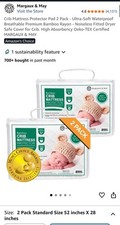 2 ALMOHADILLA PROTECTORA DE COLCHÓN PARA CUNA BAMBÚ RAYÓN PROTECCIÓN CONTRA MANCHAS FUNDA INFANTIL segunda mano  Embacar hacia Mexico
