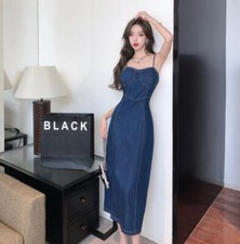 Vestido lápis feminino 2024 moda denim alça espaguete slim fit quadril pacote SUPE, usado comprar usado  Enviando para Brazil