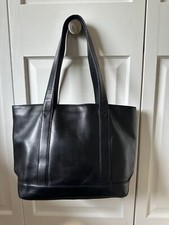Bolsa de compras vintage LL Bean forrada de couro alça dupla britânica preta barco, usado comprar usado  Enviando para Brazil