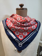 Cachecol vintage Hermione 100% seda quadrado âncora náutica, roda de navio, marinho/vermelho comprar usado  Enviando para Brazil
