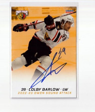 Cartão de equipe COLBY BARLOW autografado ASSINADO '22/23 OWEN SOUND ATTACK comprar usado  Enviando para Brazil