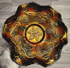 TIGELA DE UVA CONCORD VIDRO CARNAVAL FENTON VERDE COM IRIDESCÊNCIA AVERMELHADA EXCLUSIVA comprar usado  Enviando para Brazil