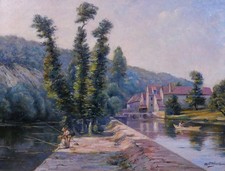Quadro Antico Paesaggio Borgogna Yonne Auguste Gaudibert Impressionismo Cure comprar usado  Enviando para Brazil
