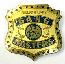 escasso emblema de bronze pinback premium rádio GANG BUSTERS Phillips H. Lord's GANG BUSTERS dos anos 1930 comprar usado  Enviando para Brazil