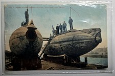 Foto real antiga RPPC navio barco submarino EUA boto e tubarão comprar usado  Enviando para Brazil