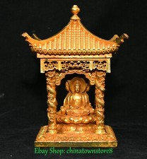 Conjunto de Buda de Bronze Antigo Tibete 6"" Nicho Ocidental Shakyamuni Kwan-yin Deus Buda comprar usado  Enviando para Brazil