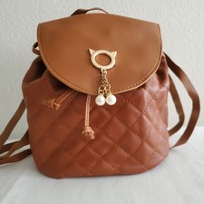 Mini Mochila Estilo Couro Sintético Marrom Nova Selada Feminina e Feminina comprar usado  Enviando para Brazil