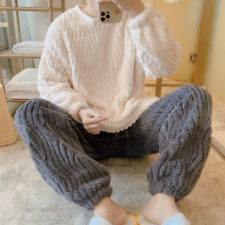 Conjuntos de pijama masculino conjunto quente lã coral solto Homewear O Neck conjuntos de pijama comprar usado  Enviando para Brazil