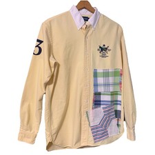 Camisa Oxford Upcycled Vintage Ralph Lauren M Preppy Madras Patchwork Logotipo Mercer comprar usado  Enviando para Brazil