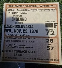 England czechoslovakia 1978 for sale  DURHAM