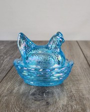 Usado, Mini prato de doces coberto de galinha no ninho vidro carnaval azul buffet 3,5" comprar usado  Enviando para Brazil