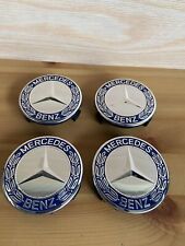 1 conjunto de 4 tampas de cubo central de roda Mercedes Benz 75mm logotipo azul escuro emblema, usado comprar usado  Enviando para Brazil