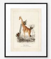 Estampa de animais vintage, arte de parede de girafa, arte surreal, decoração peculiar, decoração vintage comprar usado  Enviando para Brazil