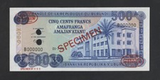 Burundi banknote specimen for sale  New York