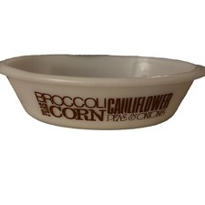 Caçarola de vidro leitoso oval vintage Glasbake prato 1 qt sem tampa letras ervilhas milho, usado comprar usado  Enviando para Brazil