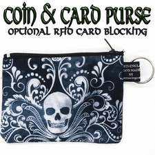Bolsa de moedas/cartão caveira filigrana gótica proteção RFID OPCIONAL esqueleto comprar usado  Enviando para Brazil