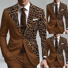 Ternos masculinos estampa de leopardo estilo emenda pico lapela conjunto de 2 peças calças da moda comprar usado  Enviando para Brazil