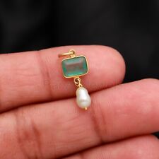 Pingente amuletos femininos ouro 18k sólido pérola esmeralda natural presente para roupas de festa, usado comprar usado  Enviando para Brazil