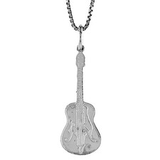 Pingente de guitarra prata esterlina 925 corte diamante 1 1/32 (26mm) polegadas de altura, usado comprar usado  Enviando para Brazil