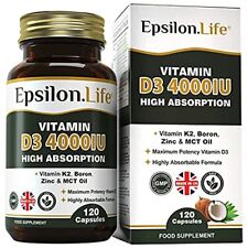 Suplemento de óleo ultra absorção Epsilon vitamina D3 4000IU K2 Mk-7 zinco boro MCT comprar usado  Enviando para Brazil