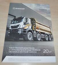 Folheto de caminhão Grunwald Dump 20 Hardox Iveco Trakker AD410 8x4 Prospekt RU, usado comprar usado  Enviando para Brazil